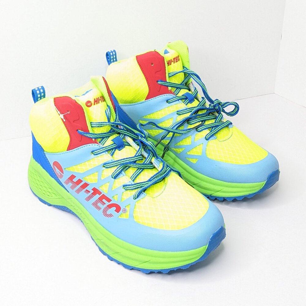 Hi-Tec Destructor Logo Hiking Boots, Blue/Lime/Yellow, Men's 9.5 M